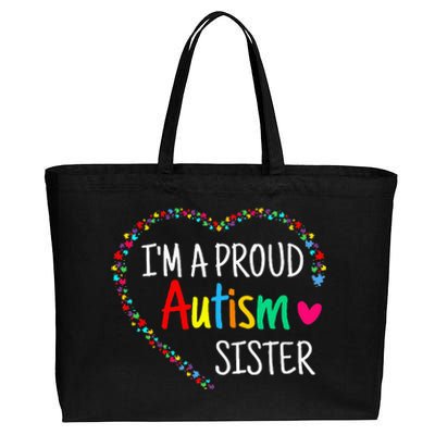 Im A Proud Autism Sister Women Gifts Autism Awareness Cotton Canvas Jumbo Tote