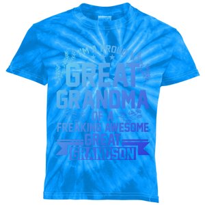 Im A Proud Grandma Of A Grandson Grandson Gift Kids Tie-Dye T-Shirt