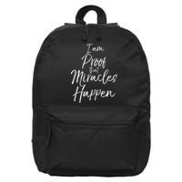 I Am Proof That Miracles Happen Fun Cute Christian 16 in Basic Backpack