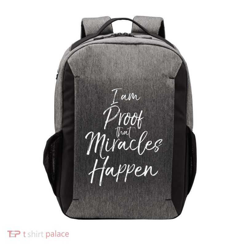 I Am Proof That Miracles Happen Fun Cute Christian Vector Backpack