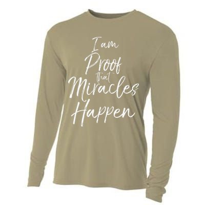 I Am Proof That Miracles Happen Fun Cute Christian Cooling Performance Long Sleeve Crew