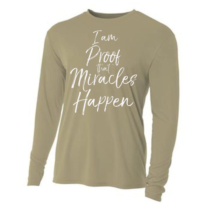 I Am Proof That Miracles Happen Fun Cute Christian Cooling Performance Long Sleeve Crew