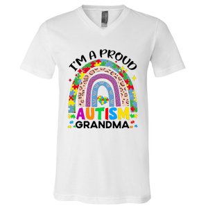 I’M A Proud Autism Awareness Month Grandma V-Neck T-Shirt