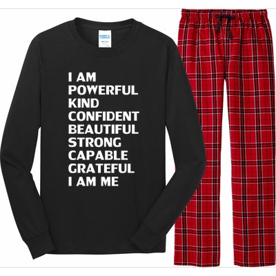 I Am Powerful Kind Confident Beautiful Strong Capable Funny Cool Gift Long Sleeve Pajama Set