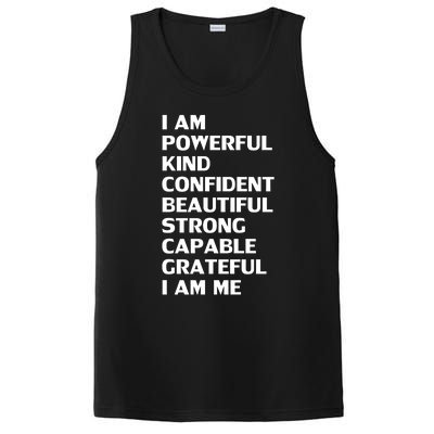 I Am Powerful Kind Confident Beautiful Strong Capable Funny Cool Gift PosiCharge Competitor Tank