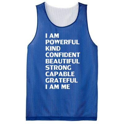 I Am Powerful Kind Confident Beautiful Strong Capable Funny Cool Gift Mesh Reversible Basketball Jersey Tank