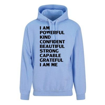 I Am Powerful Kind Confident Beautiful Strong Capable Funny Cool Gift Unisex Surf Hoodie