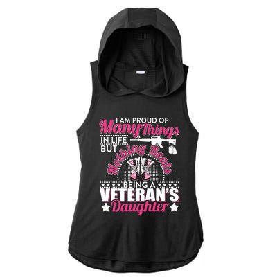 I Am Proud Of Being A Veteran's Daughter Veteran Day Ladies PosiCharge Tri-Blend Wicking Draft Hoodie Tank