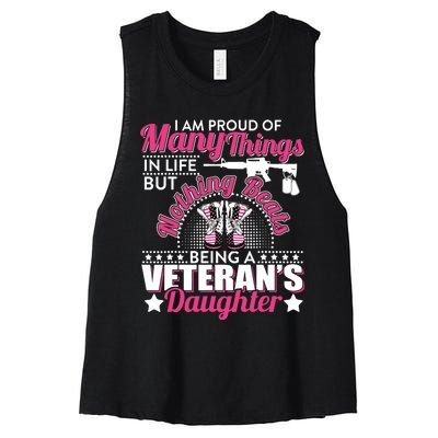 I Am Proud Of Being A Veteran's Daughter Veteran Day Women's Racerback Cropped Tank