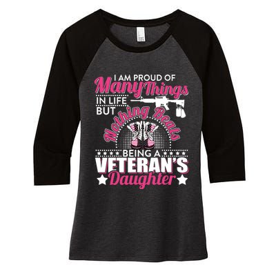 I Am Proud Of Being A Veteran's Daughter Veteran Day Women's Tri-Blend 3/4-Sleeve Raglan Shirt