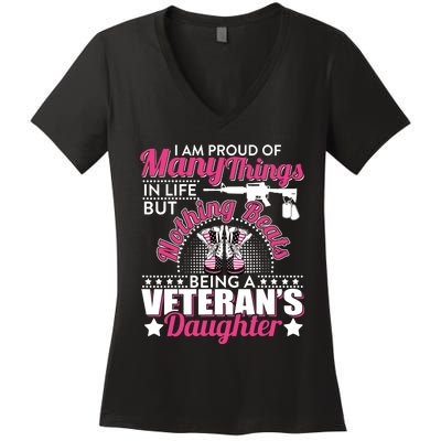 I Am Proud Of Being A Veteran's Daughter Veteran Day Women's V-Neck T-Shirt