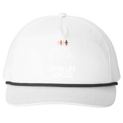 Imagine All People Living Life In Peace Inspirational Quote Gift Snapback Five-Panel Rope Hat