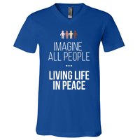 Imagine All People Living Life In Peace Inspirational Quote Gift V-Neck T-Shirt