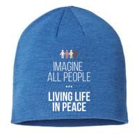 Imagine All People Living Life In Peace Inspirational Quote Gift Sustainable Beanie