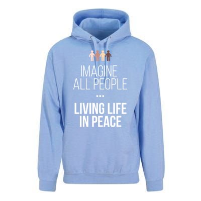 Imagine All People Living Life In Peace Inspirational Quote Gift Unisex Surf Hoodie