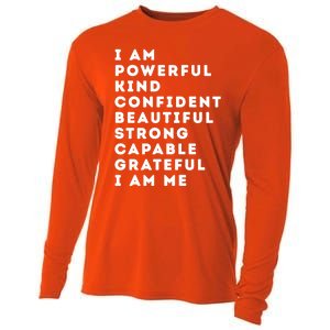 I Am Powerful Kind Confident Beautiful Strong Capable Quote Cute Gift Cooling Performance Long Sleeve Crew