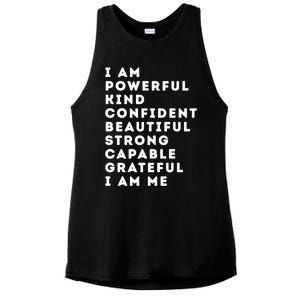 I Am Powerful Kind Confident Beautiful Strong Capable Quote Cute Gift Ladies PosiCharge Tri-Blend Wicking Tank