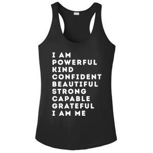 I Am Powerful Kind Confident Beautiful Strong Capable Quote Cute Gift Ladies PosiCharge Competitor Racerback Tank