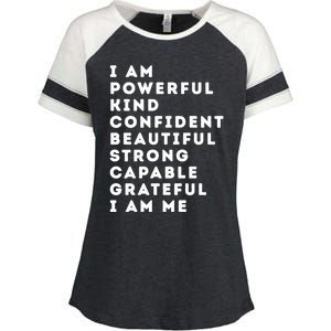 I Am Powerful Kind Confident Beautiful Strong Capable Quote Cute Gift Enza Ladies Jersey Colorblock Tee