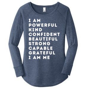 I Am Powerful Kind Confident Beautiful Strong Capable Quote Cute Gift Women's Perfect Tri Tunic Long Sleeve Shirt