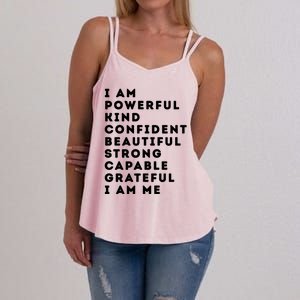 I Am Powerful Kind Confident Beautiful Strong Capable Quote Cute Gift Women's Strappy Tank