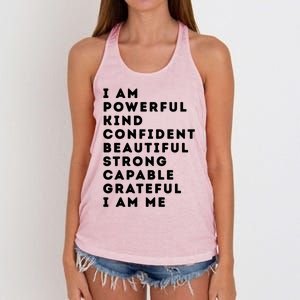 I Am Powerful Kind Confident Beautiful Strong Capable Quote Cute Gift Women's Knotted Racerback Tank