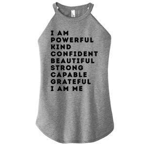 I Am Powerful Kind Confident Beautiful Strong Capable Quote Cute Gift Women's Perfect Tri Rocker Tank