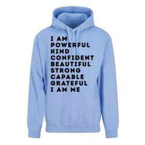 I Am Powerful Kind Confident Beautiful Strong Capable Quote Cute Gift Unisex Surf Hoodie