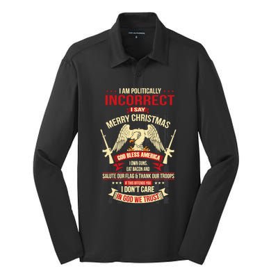 I Am Politically Incorrect I Say Merry Christmas Silk Touch Performance Long Sleeve Polo