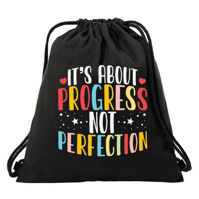 Its About Progress Test Motivational Testing Day Drawstring Bag