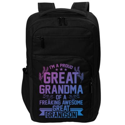 Im A Proud Grandma Of A Grandson Grandson Gift Impact Tech Backpack