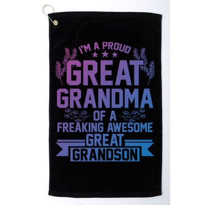 Im A Proud Grandma Of A Grandson Grandson Gift Golf Towel