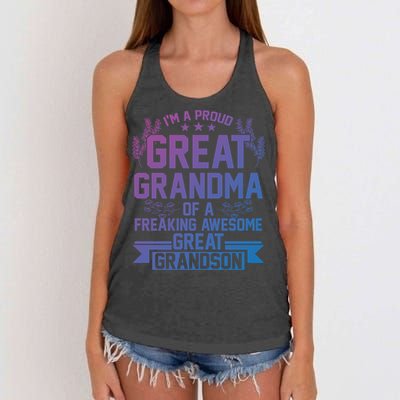 Im A Proud Grandma Of A Grandson Grandson Gift Women's Knotted Racerback Tank