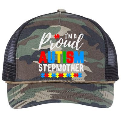 I'm A Proud Autism Stepmother Autism Gift Retro Rope Trucker Hat Cap