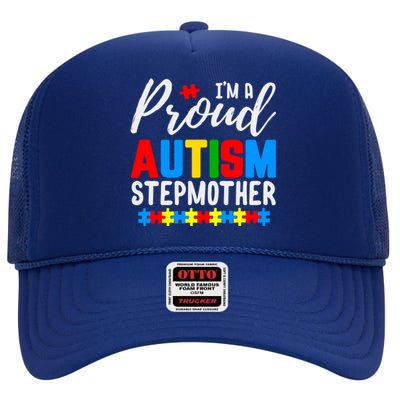 I'm A Proud Autism Stepmother Autism Gift High Crown Mesh Back Trucker Hat