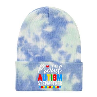 I'm A Proud Autism Stepmother Autism Gift Tie Dye 12in Knit Beanie