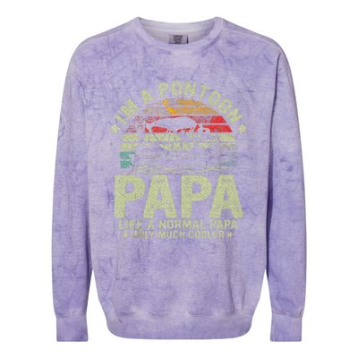 Im A Pontoon Papa Retro Vintage Captain Funny Boating Colorblast Crewneck Sweatshirt