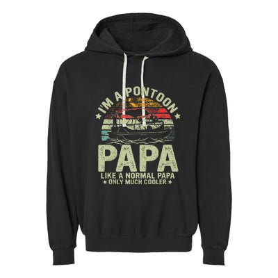 Im A Pontoon Papa Retro Vintage Captain Funny Boating Garment-Dyed Fleece Hoodie