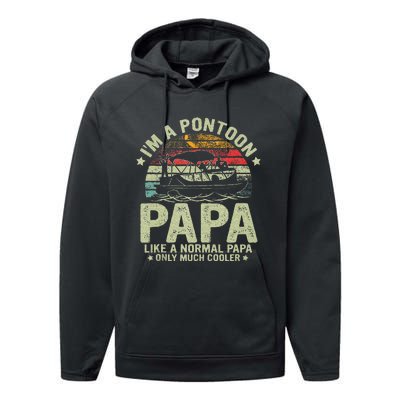 Im A Pontoon Papa Retro Vintage Captain Funny Boating Performance Fleece Hoodie