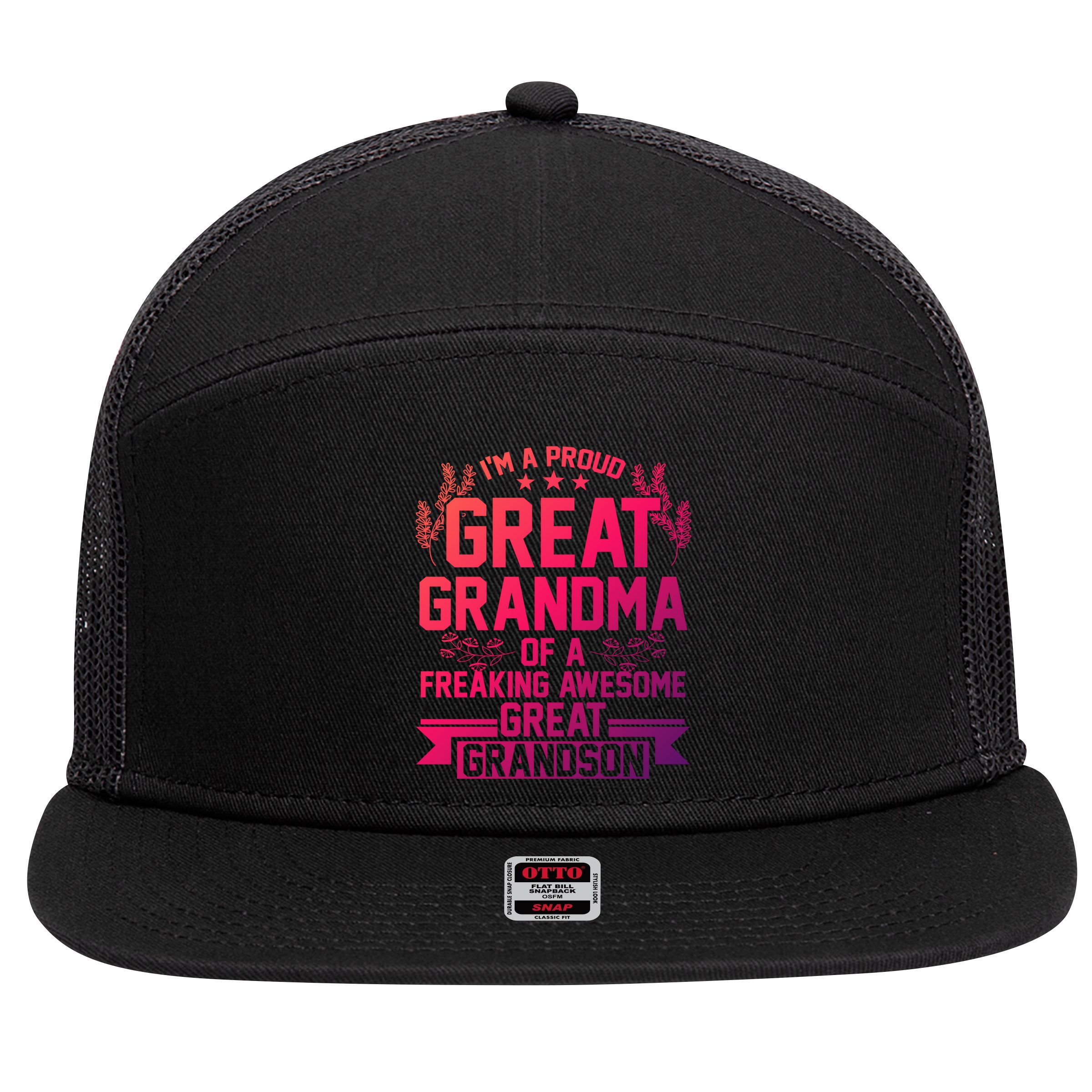 Im A Proud Grandma Of A Grandson Grandson Gift 7 Panel Mesh Trucker Snapback Hat