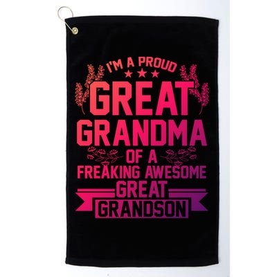 Im A Proud Grandma Of A Grandson Grandson Gift Golf Towel