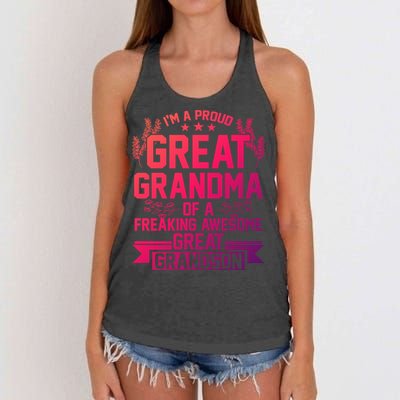 Im A Proud Grandma Of A Grandson Grandson Gift Women's Knotted Racerback Tank