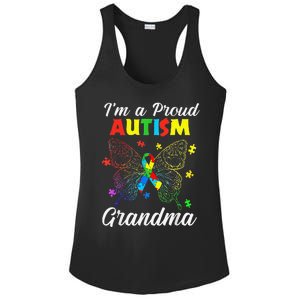 I'm A Proud Autism Grandma Puzzle Ribbon Butterfly Awareness Ladies PosiCharge Competitor Racerback Tank