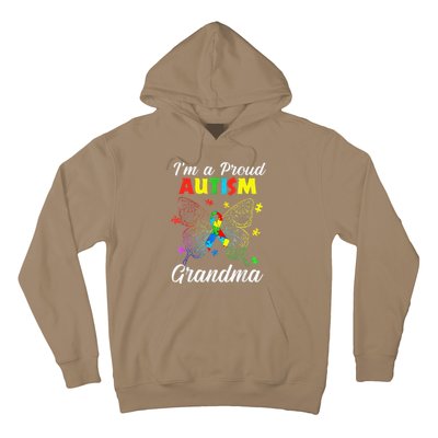 I'm A Proud Autism Grandma Puzzle Ribbon Butterfly Awareness Hoodie