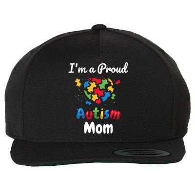 I'm A Proud Autism Mom Mother Mommy Heart Gift Wool Snapback Cap