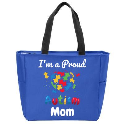 I'm A Proud Autism Mom Mother Mommy Heart Gift Zip Tote Bag