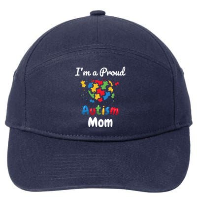 I'm A Proud Autism Mom Mother Mommy Heart Gift 7-Panel Snapback Hat