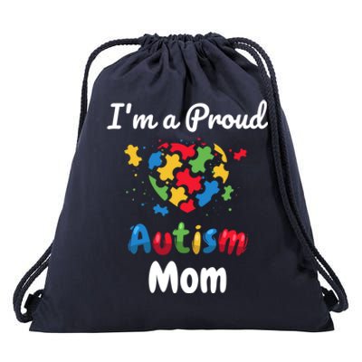 I'm A Proud Autism Mom Mother Mommy Heart Gift Drawstring Bag