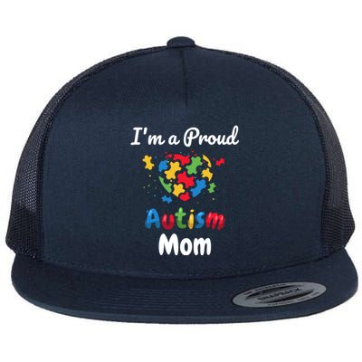 I'm A Proud Autism Mom Mother Mommy Heart Gift Flat Bill Trucker Hat