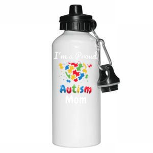 I'm A Proud Autism Mom Mother Mommy Heart Gift Aluminum Water Bottle